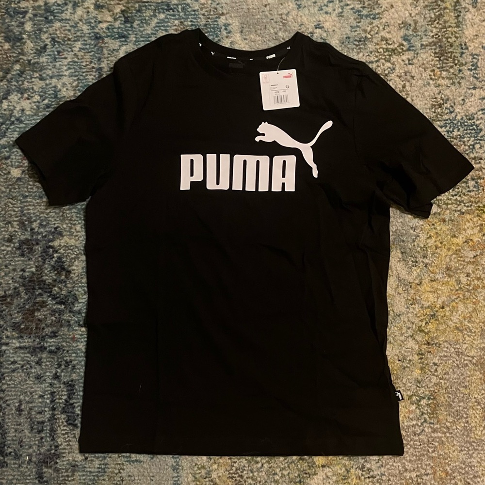Puma Men’s Black Graphic T-Shirt Crew Neck Logo